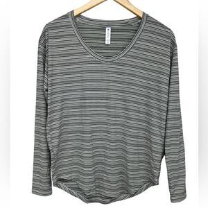 Athleta Cloudlight Stratus Striped Top Womens XS Black Cream Long Sleeve Modal